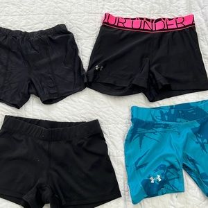 Under armor and new balance spandex shorts